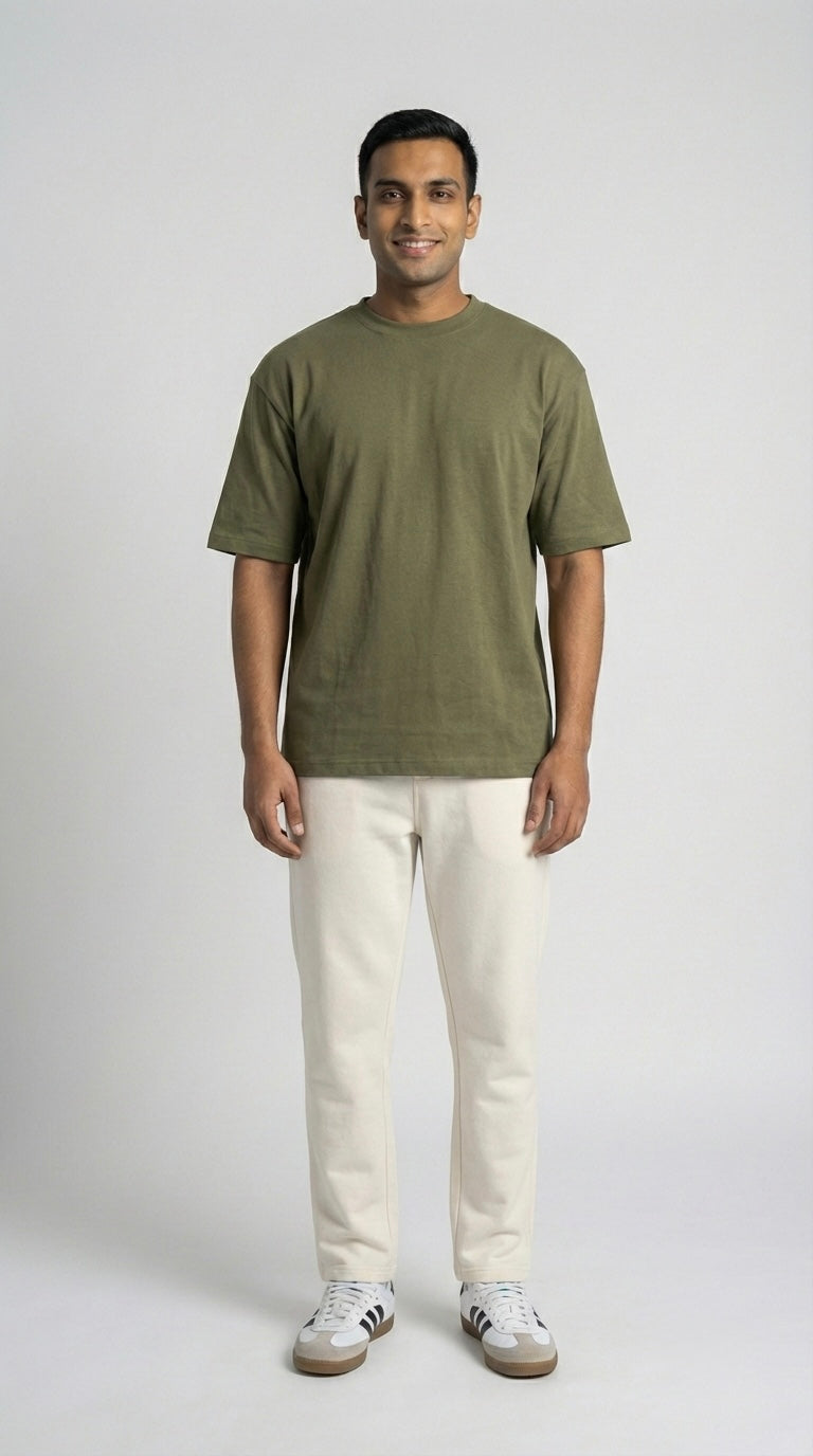 EARTHBOUND EDGE OLIVE OVERSIZED T-SHIRT FOR MEN